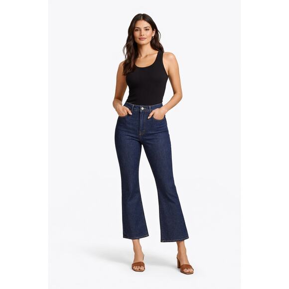 Veronica Beard Carson High Rise Ankle Flare Jeans Dark Wash
